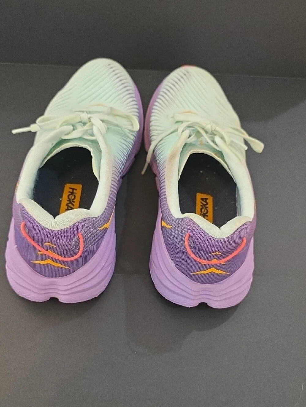 Hoka Rincon 3 Women's Mint Green & Purple Shoes with Orange Accent Size 8.5 - Picture 7 of 11